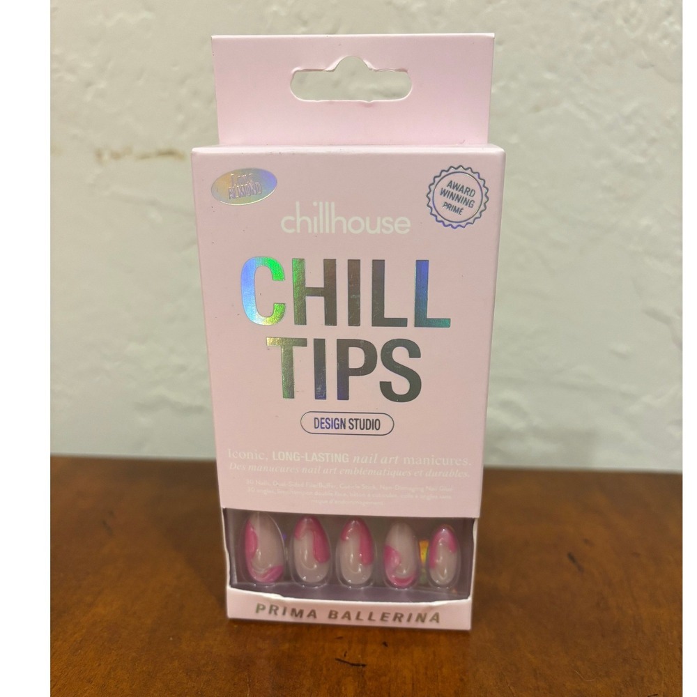 Chillhouse Chill Tips Press-On Nails Prima Ballerina Long Almond 30ct Kit NEW